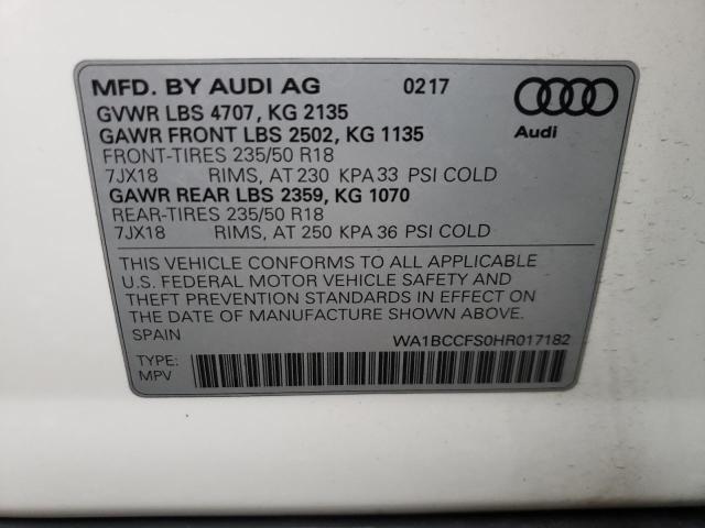 WA1BCCFS0HR017182 Audi Q3 PREMIUM