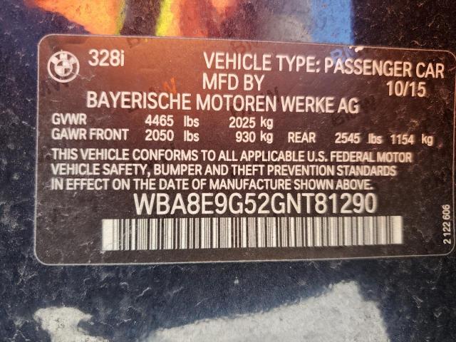 WBA8E9G52GNT81290 BMW 328 I Sulev