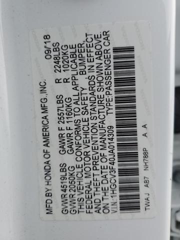 1HGCV3F40JA014309 Honda Accord Hybrid Ex