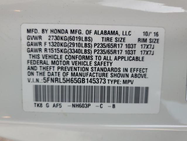 5FNRL5H65GB145373 Honda ODYSSEY EXL