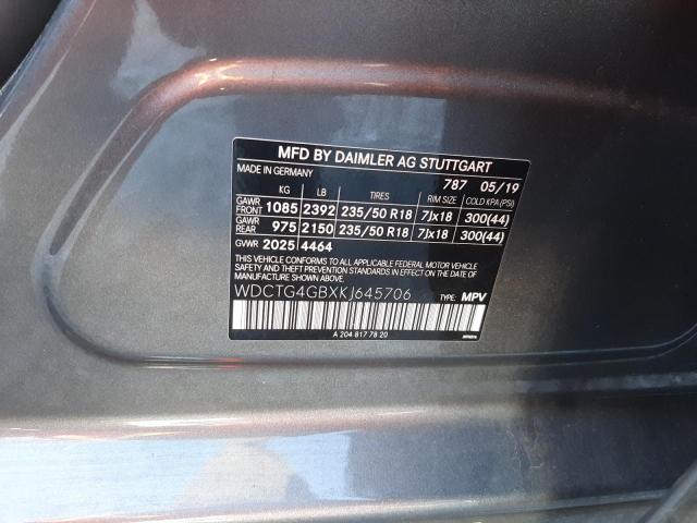 WDCTG4GBXKJ645706 Mercedes-Benz Gla 250 4matic