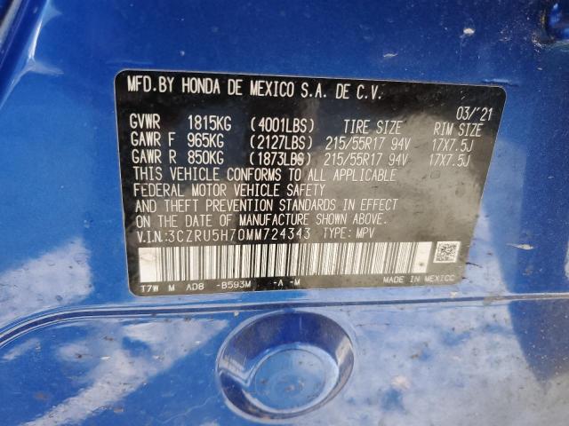 3CZRU5H70MM724343 Honda Hr-v Exl