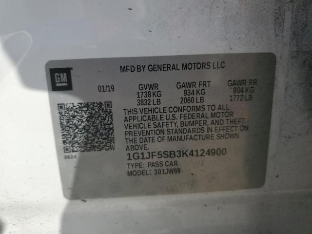 1G1JF5SB3K4124900 Chevrolet Sonic Premier