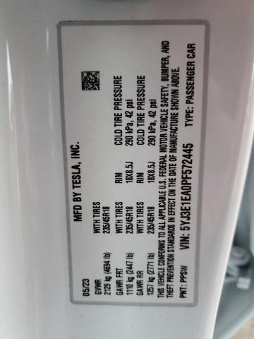 5YJ3E1EA0PF572445 Tesla MODEL 3