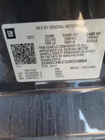 1GNSCHKC3JR218864 Chevrolet Suburban C1500 Lt