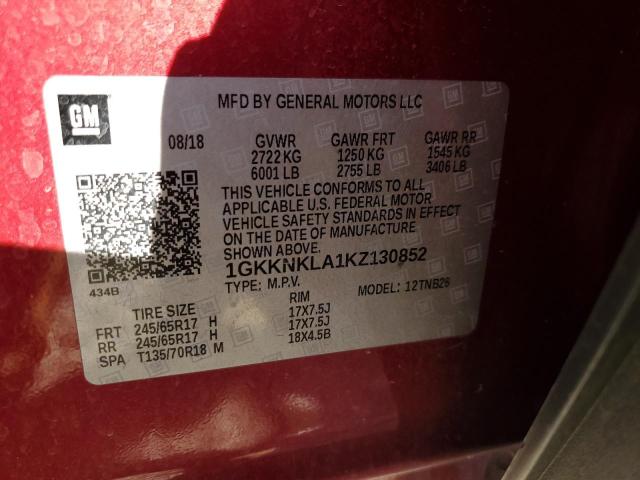 1GKKNKLA1KZ130852 GMC ACADIA SLE