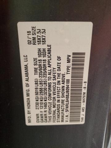 5FNRL6H88JB094188 Honda Odyssey Touring