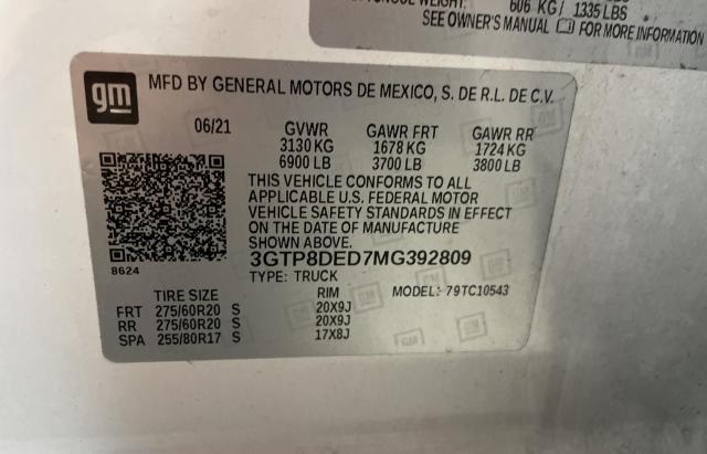 3GTP8DED7MG392809 GMC Sierra C1500 Slt