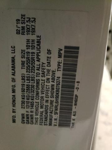 5FNRL6H90KB076374 Honda Odyssey Elite