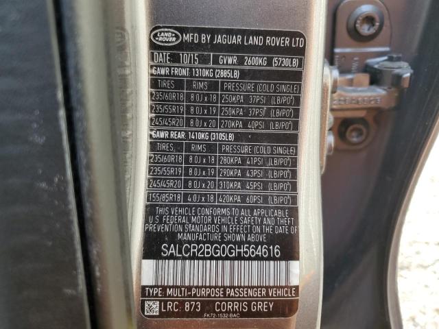 SALCR2BG0GH564616 Land Rover Discovery Sport Hse