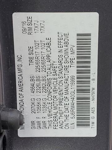 5J6RM4H40GL115999 Honda CR-V SE