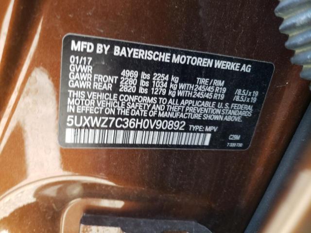 5UXWZ7C36H0V90892 BMW X3 Sdrive28i