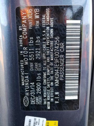 KMHGN4JE9FU074256 Hyundai Genesis 3.8l