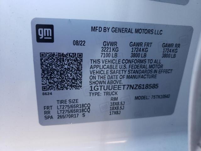 1GTUUEET7NZ618585 GMC Sierra K1500 At4