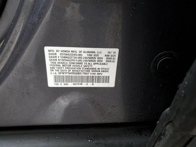5FNYF5H95GB017647 Honda Pilot Touring