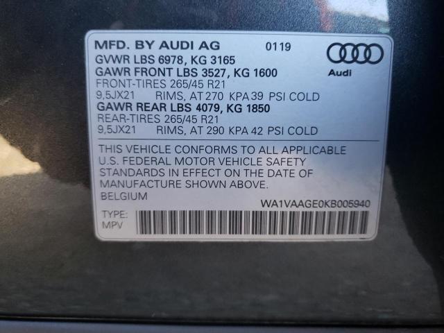 WA1VAAGE0KB005940 Audi E-tron Prestige