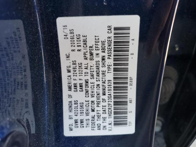1HGCR2F33GA190639 Honda ACCORD LX