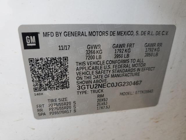 3GTU2NEC0JG230467 GMC Sierra K1500 Slt