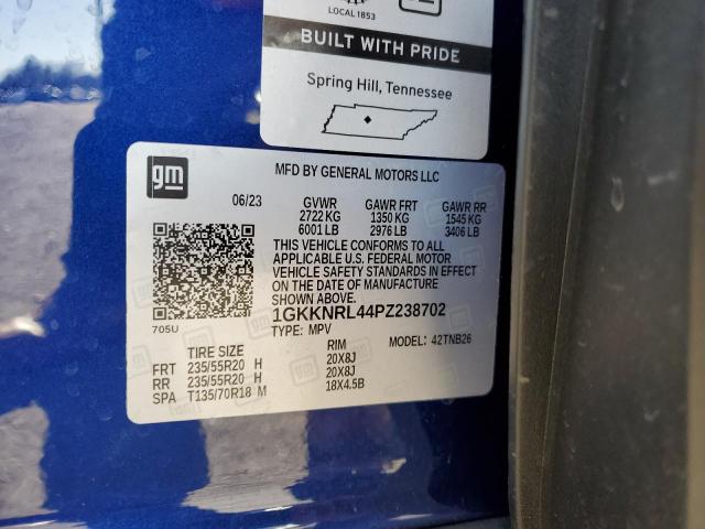 1GKKNRL44PZ238702 GMC ACADIA SLE