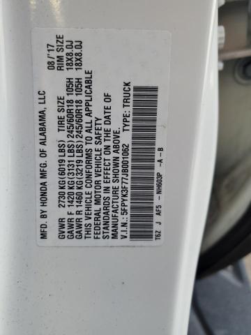 5FPYK3F77JB001062 Honda Ridgeline Rtl