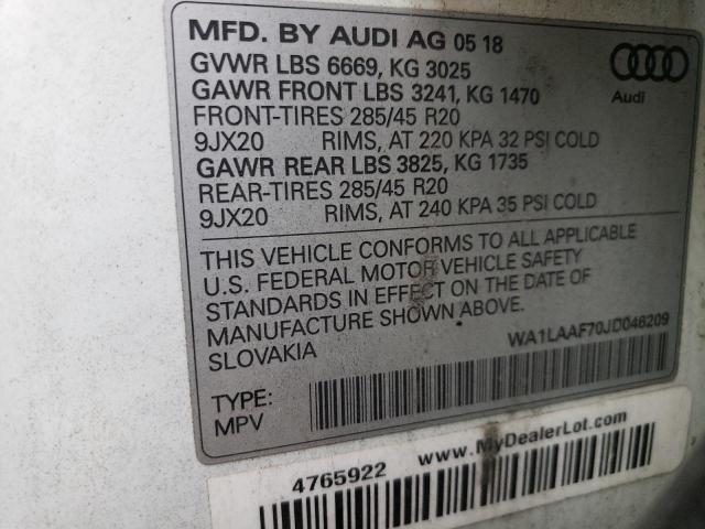 WA1LAAF70JD046209 Audi Q7 Premium Plus