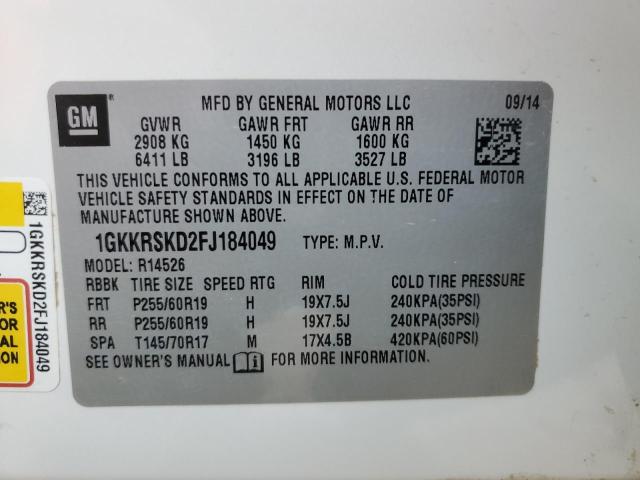 1GKKRSKD2FJ184049 GMC Acadia Slt-2