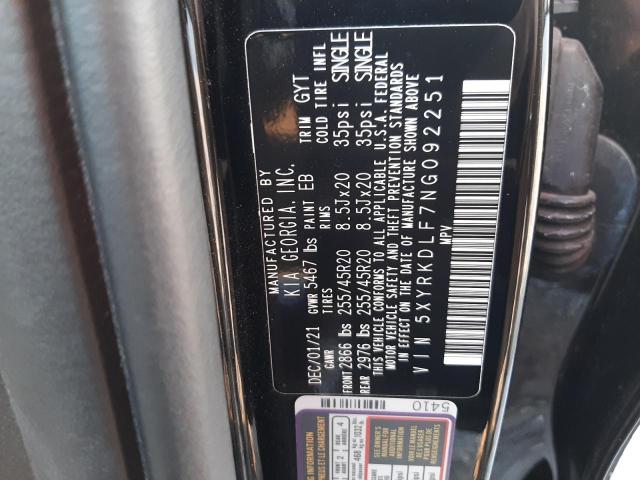 5XYRKDLF7NG092251 KIA SORENTO SX