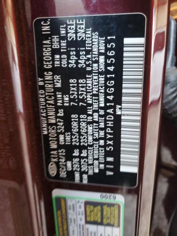 5XYPHDA14GG145651 KIA SORENTO EX