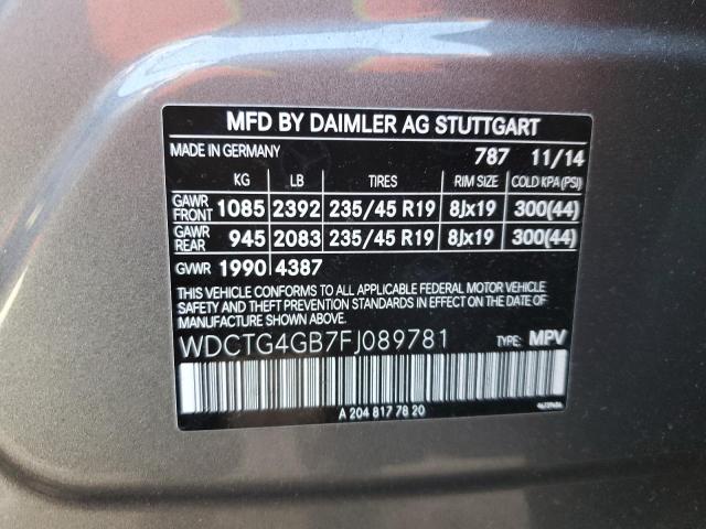 WDCTG4GB7FJ089781 Mercedes-Benz Gla 250 4matic