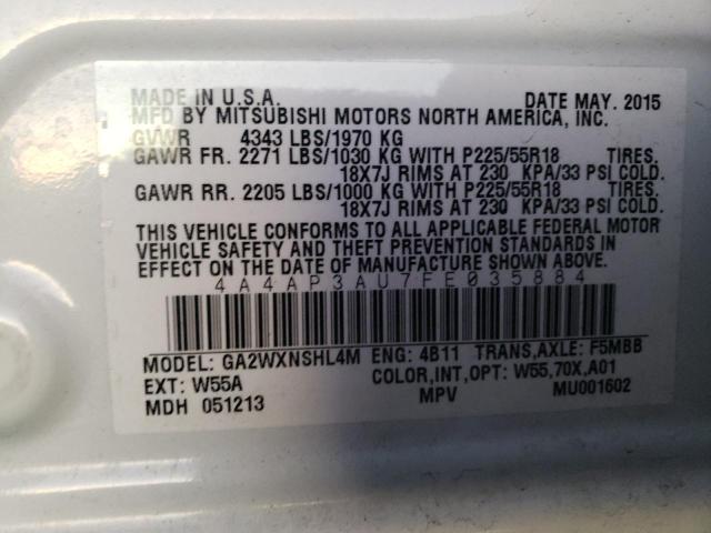 4A4AP3AU7FE035884 Mitsubishi Outlander Sport Es