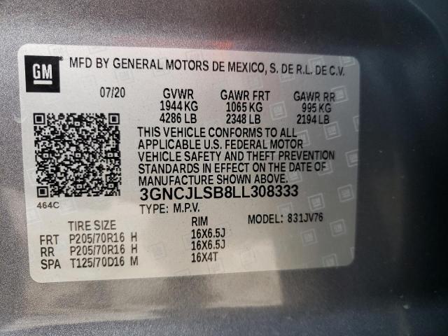 3GNCJLSB8LL308333 Chevrolet TRAX 1LT