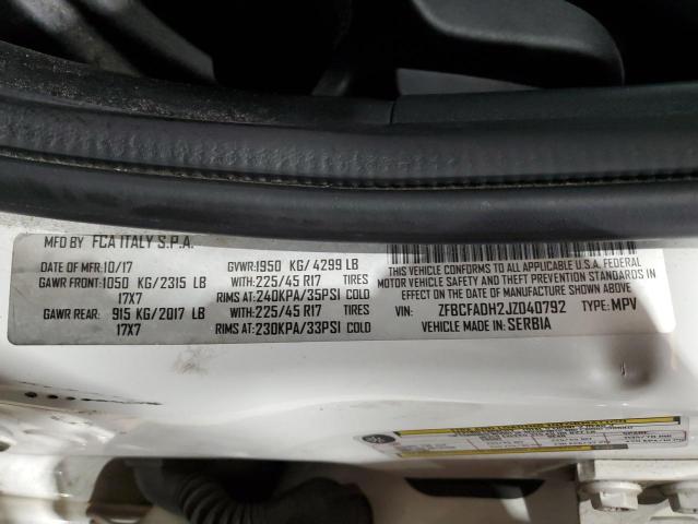 ZFBCFADH2JZ040792 Fiat 500L TREKKING