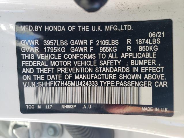 SHHFK7H45MU424333 Honda Civic Sport