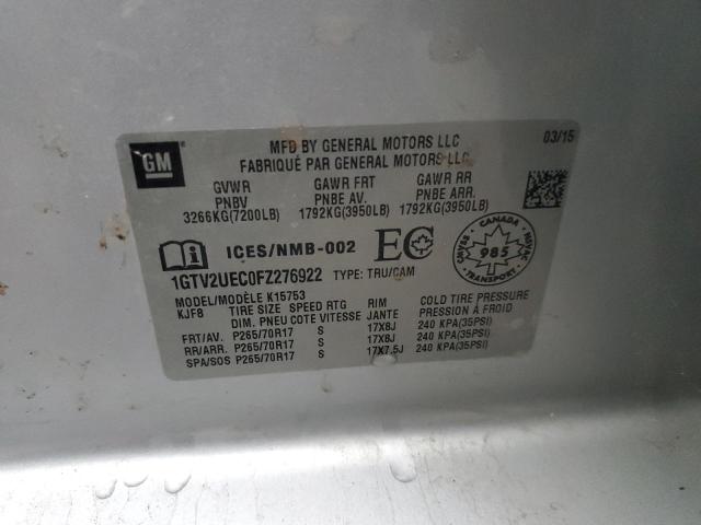 1GTV2UEC0FZ276922 GMC Sierra K1500 Sle
