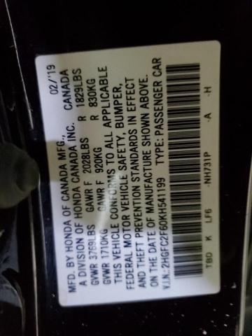 2HGFC2F60KH541199 Honda Civic Lx