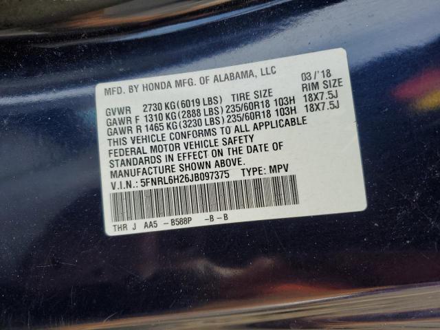 5FNRL6H26JB097375 Honda ODYSSEY LX