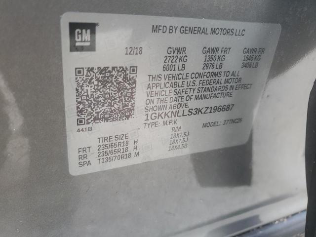 1GKKNLLS3KZ196687 GMC ACADIA SLE