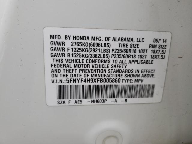 5FNYF4H9XFB005860 Honda Pilot Touring