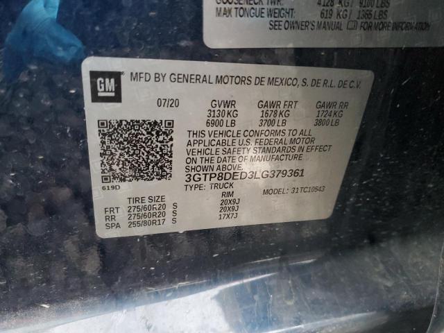 3GTP8DED3LG379361 GMC Sierra C1500 Slt