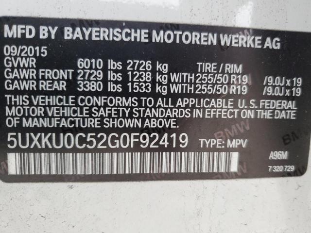 5UXKU0C52G0F92419 BMW X6 Sdrive35i