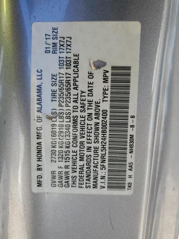 5FNRL5H24HB002400 Honda ODYSSEY LX