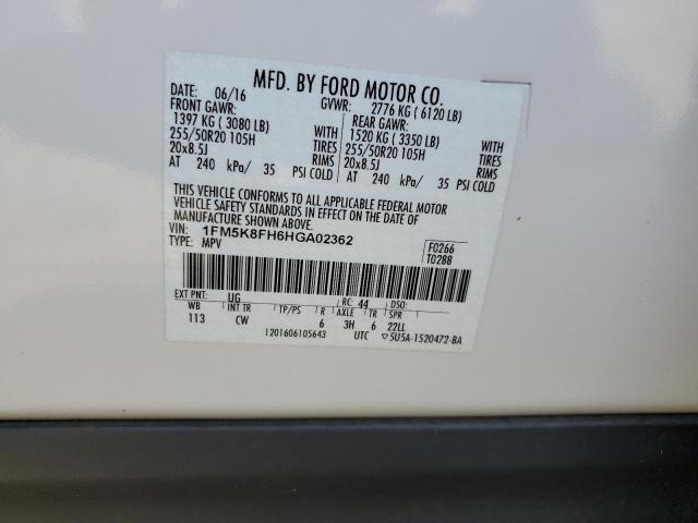1FM5K8FH6HGA02362 Ford Explorer Limited