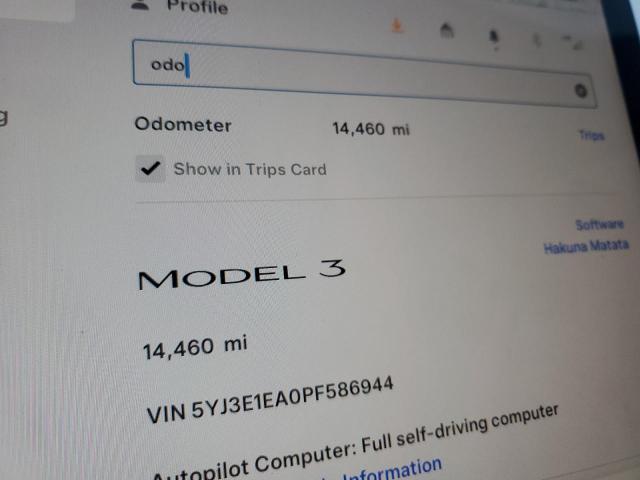 5YJ3E1EA0PF586944 Tesla MODEL 3