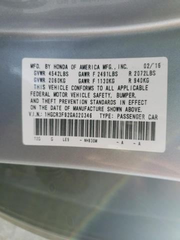 1HGCR3F92GA020346 Honda Accord Touring