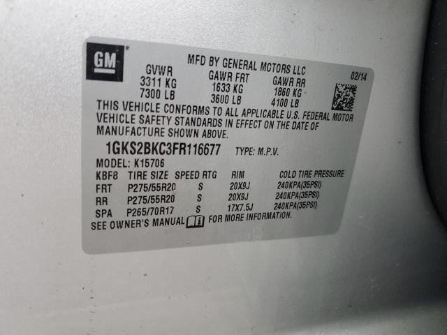 1GKS2BKC3FR116677 GMC YUKON SLT