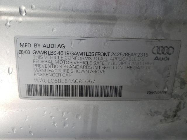 Auction sale of the 2004 Audi A4 1.8t Quattro , vin: WAULC68E84A081057, lot number: 177328183