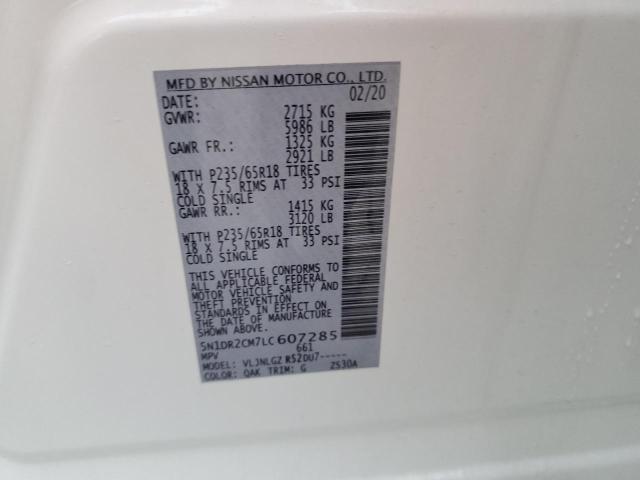 5N1DR2CM7LC607285 Nissan Pathfinder Sl