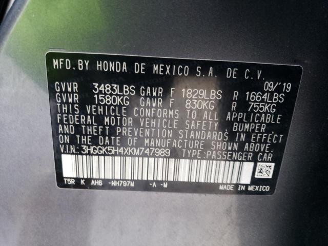 3HGGK5H4XKM747989 Honda FIT LX