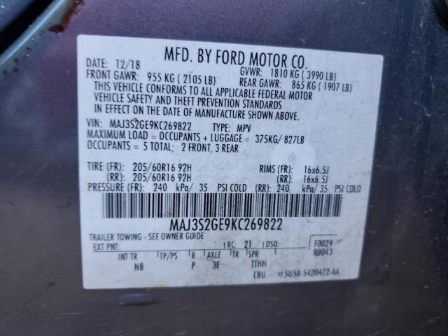 MAJ3S2GE9KC269822 Ford Ecosport Se