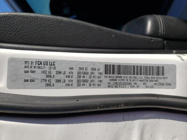 1C4RDJDG1KC633343 Dodge DURANGO GT